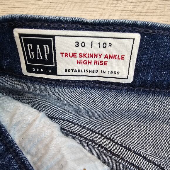 Gap Blue True Skinny Ankle High Rise Jean Womens 30/10R Medium Wash Denim Ripped - Picture 7 of 7